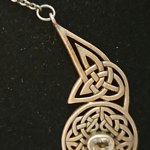 925 Bronzetone Celtic 16" Necklace w/ Blue Rhinestone - Picture 3 of 9